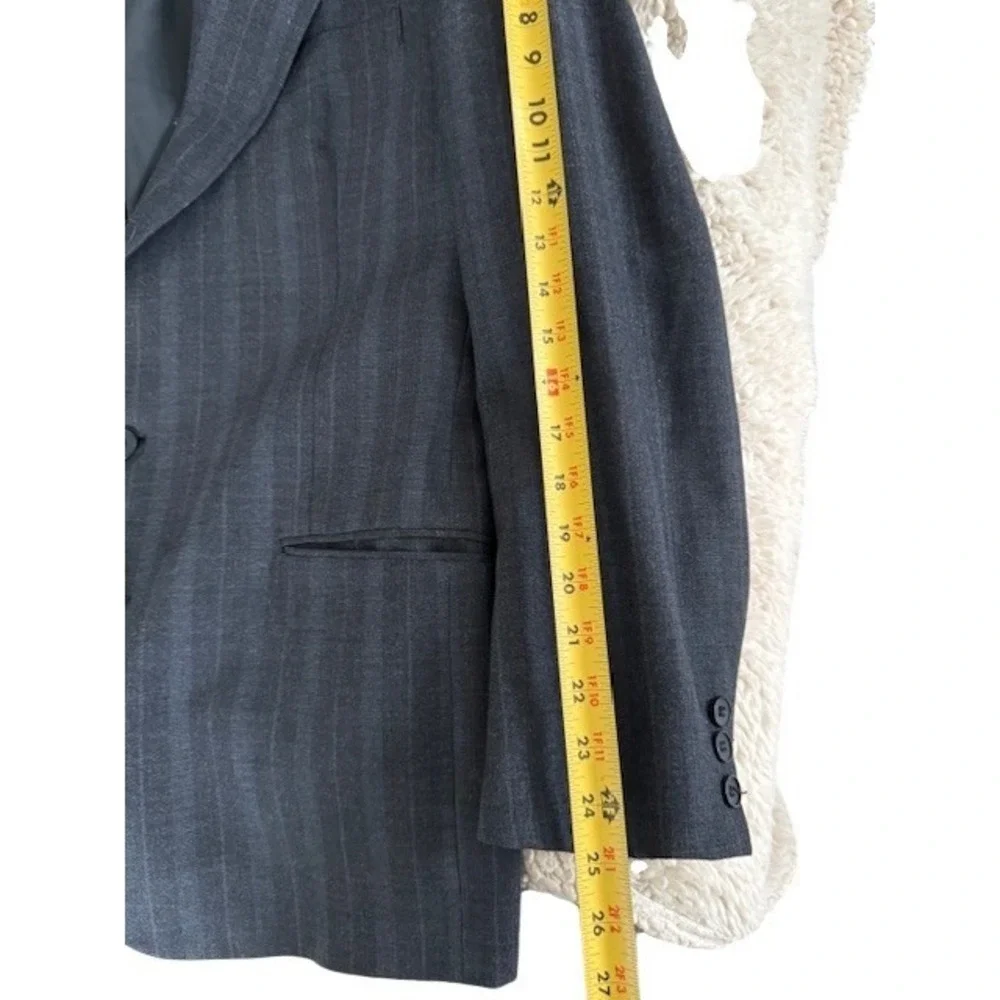 Henley by Par Tip Top Men's 100% Wool Gray Pinstripe Blazer‎ Suit Jacket